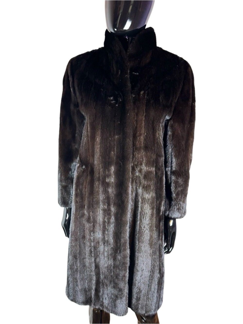 Classic Women's Dark Brown black mink Fur Coat